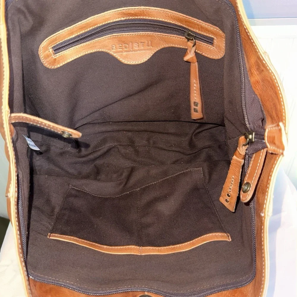 Bed Stu Leather Cersei Tote Shoulder Bag Purse Handbag Brown Distressed EUC